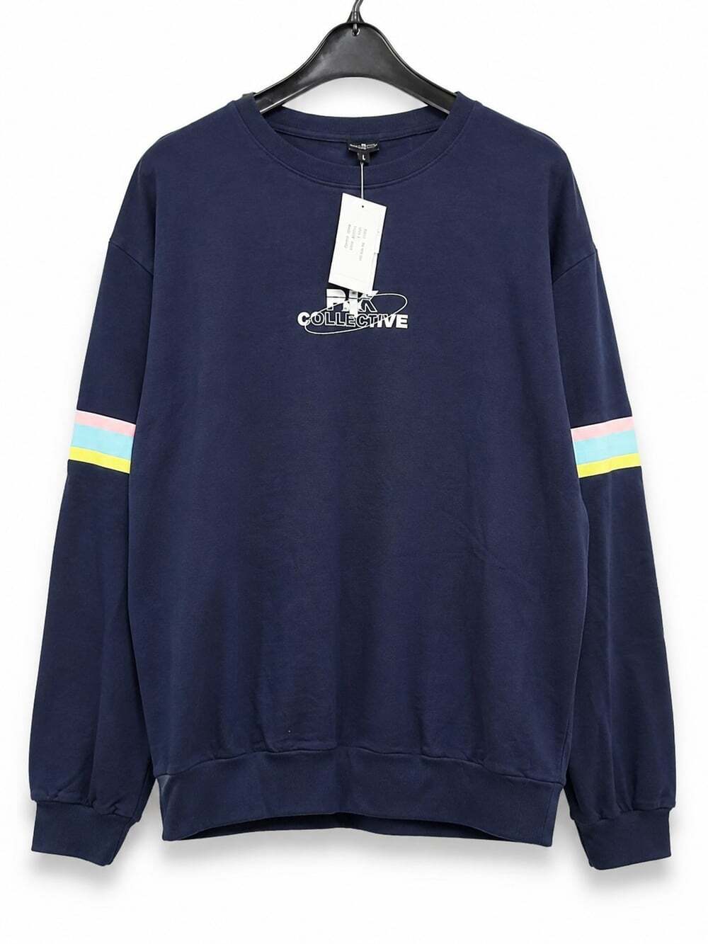 PSK Collective Womens SweatShirt Navy NWT Large New MSRP $69 Pullover L100